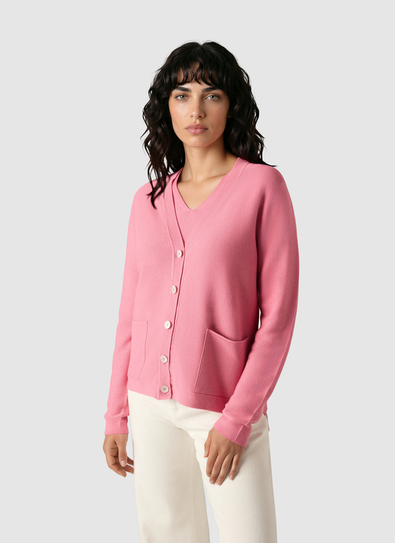 Strick Cardigan 1/1 Arm Chateau Rose Frontansicht