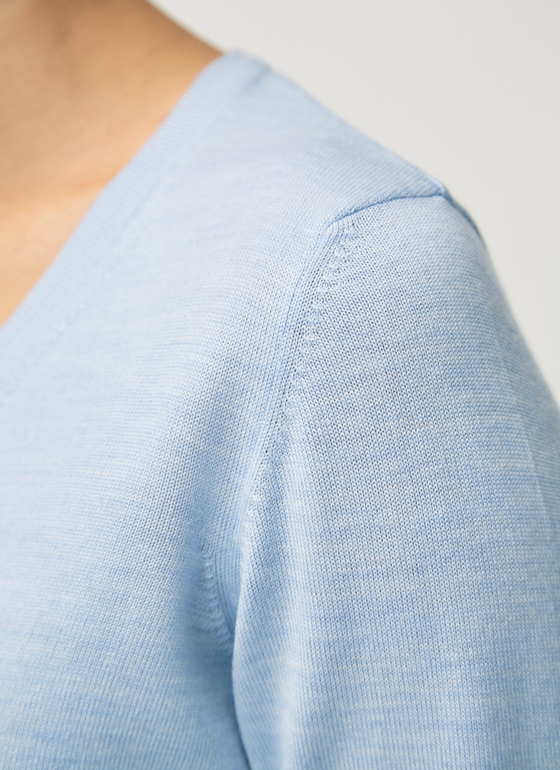 Pullover V-Ausschnitt 1/1 Arm Frozen Blue Frontansicht