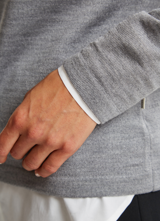 Pullover V-Ausschnitt 1/1 Arm Silver Fox Frontansicht