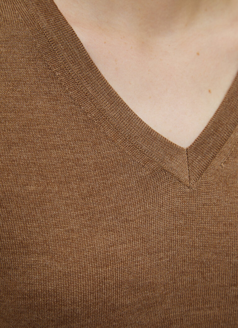 Pullover V-Ausschnitt 1/1 Arm, Salty Caramel Detailansicht 1