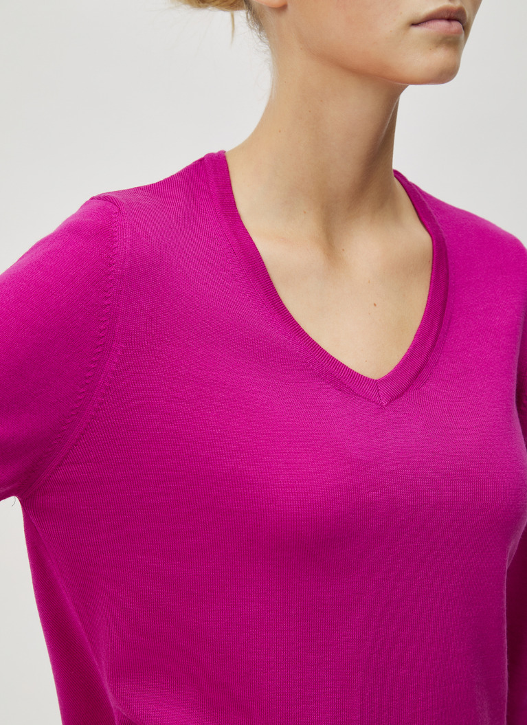 Pullover V-Ausschnitt 1/1 Arm, Vivid Orchid Detailansicht 1