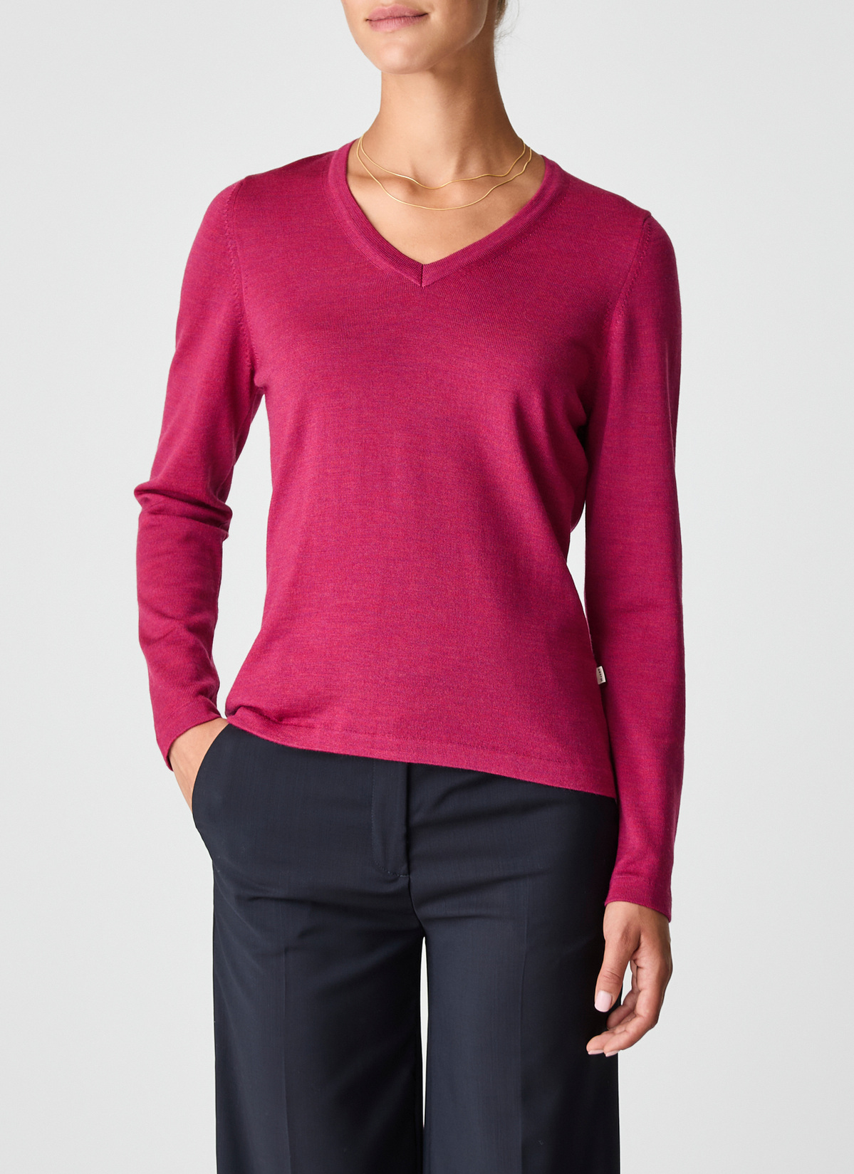 Pullover V-Ausschnitt 1/1 Arm, Shocking Pink Detailansicht 1