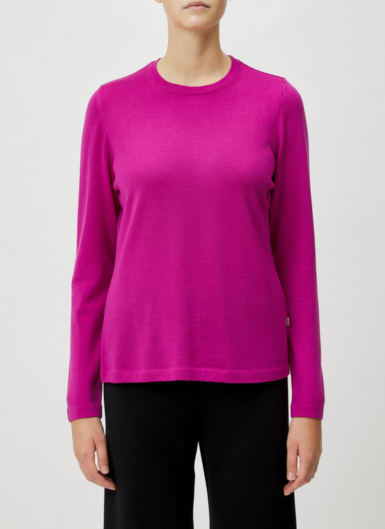 Pullover Rundhals 1/1 Arm Vivid Orchid Frontansicht