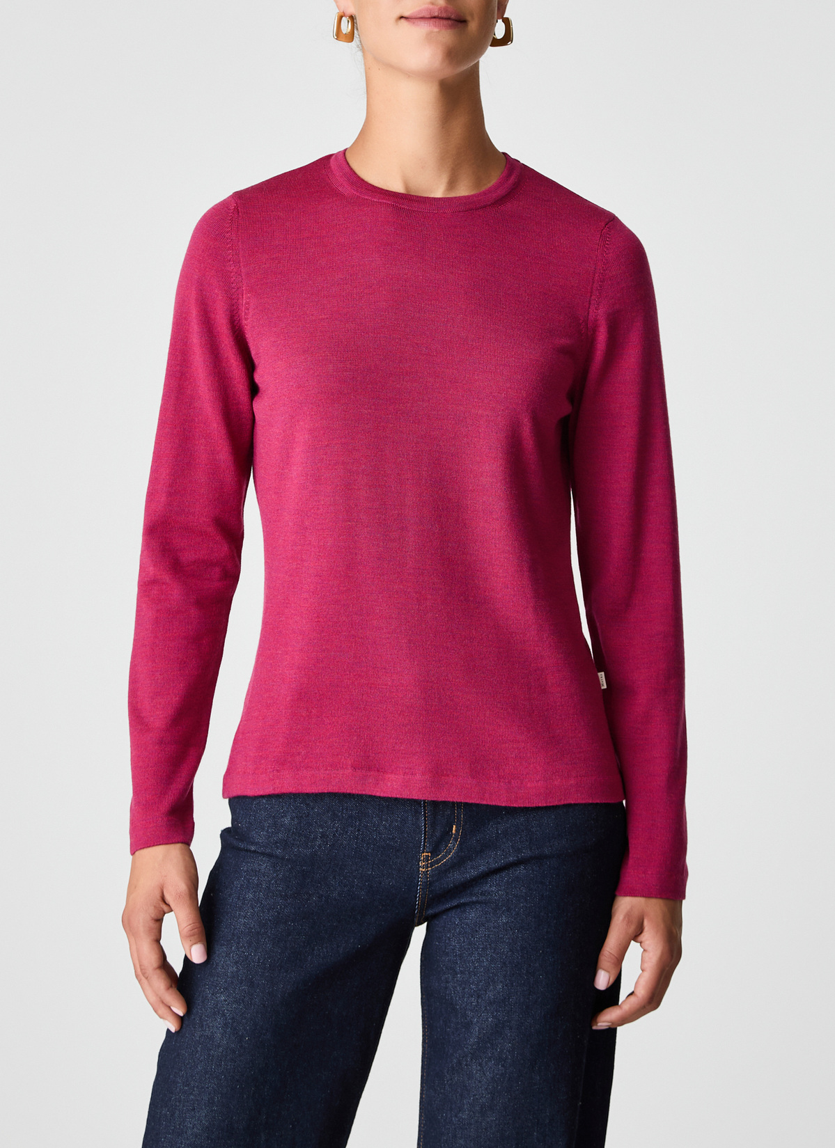 Pullover Rundhals 1/1 Arm, Shocking Pink Detailansicht 1