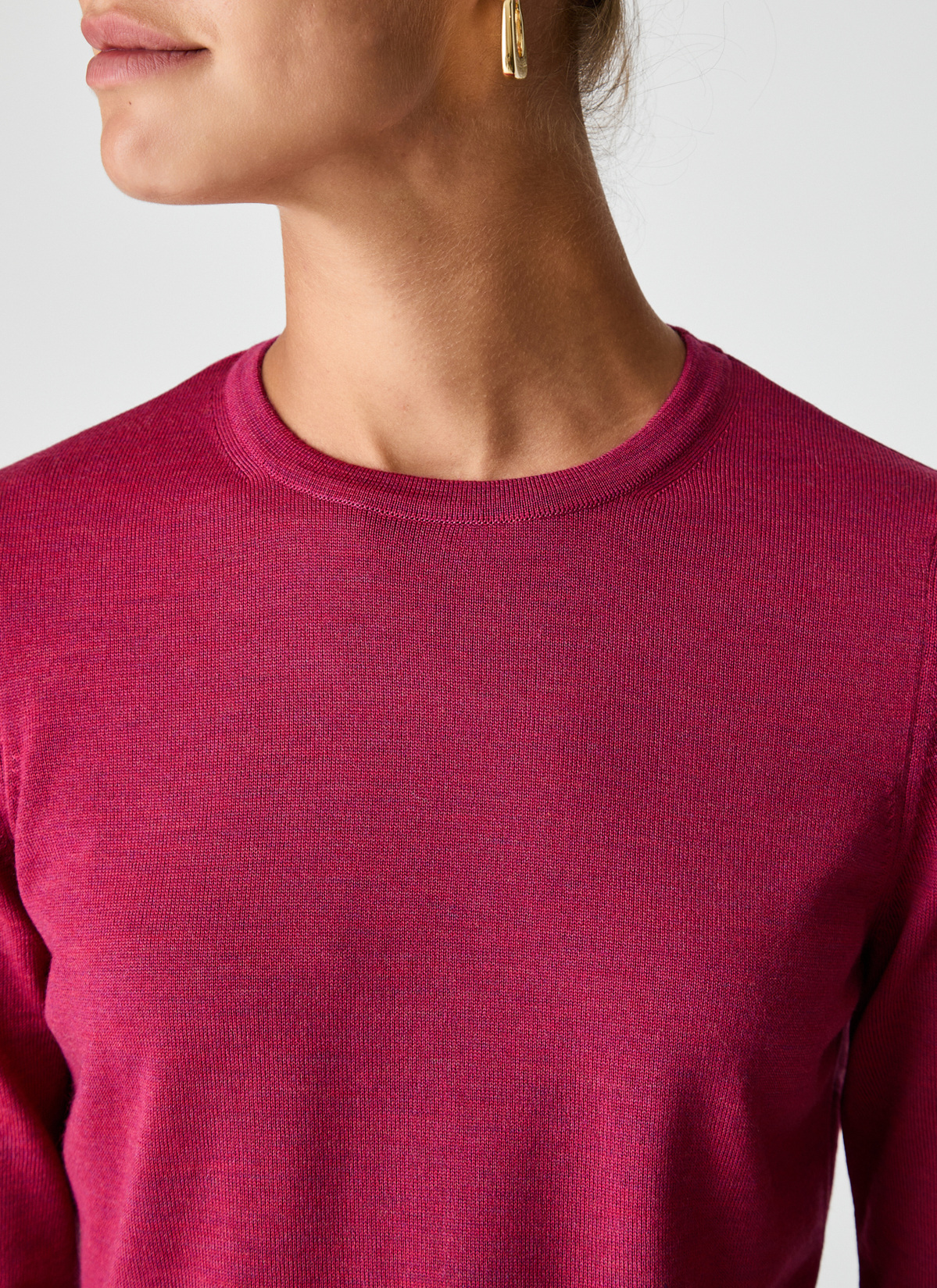 Pullover Rundhals 1/1 Arm, Shocking Pink Detailansicht 2