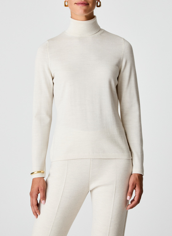 Pullover Rollkragen 1/1 Arm Off White Frontansicht