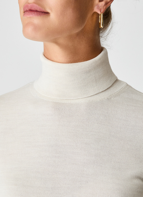 Pullover Rollkragen 1/1 Arm Off White Frontansicht