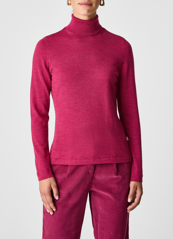 Pullover Rollkragen 1/1 Arm Bright Bordeaux Frontansicht