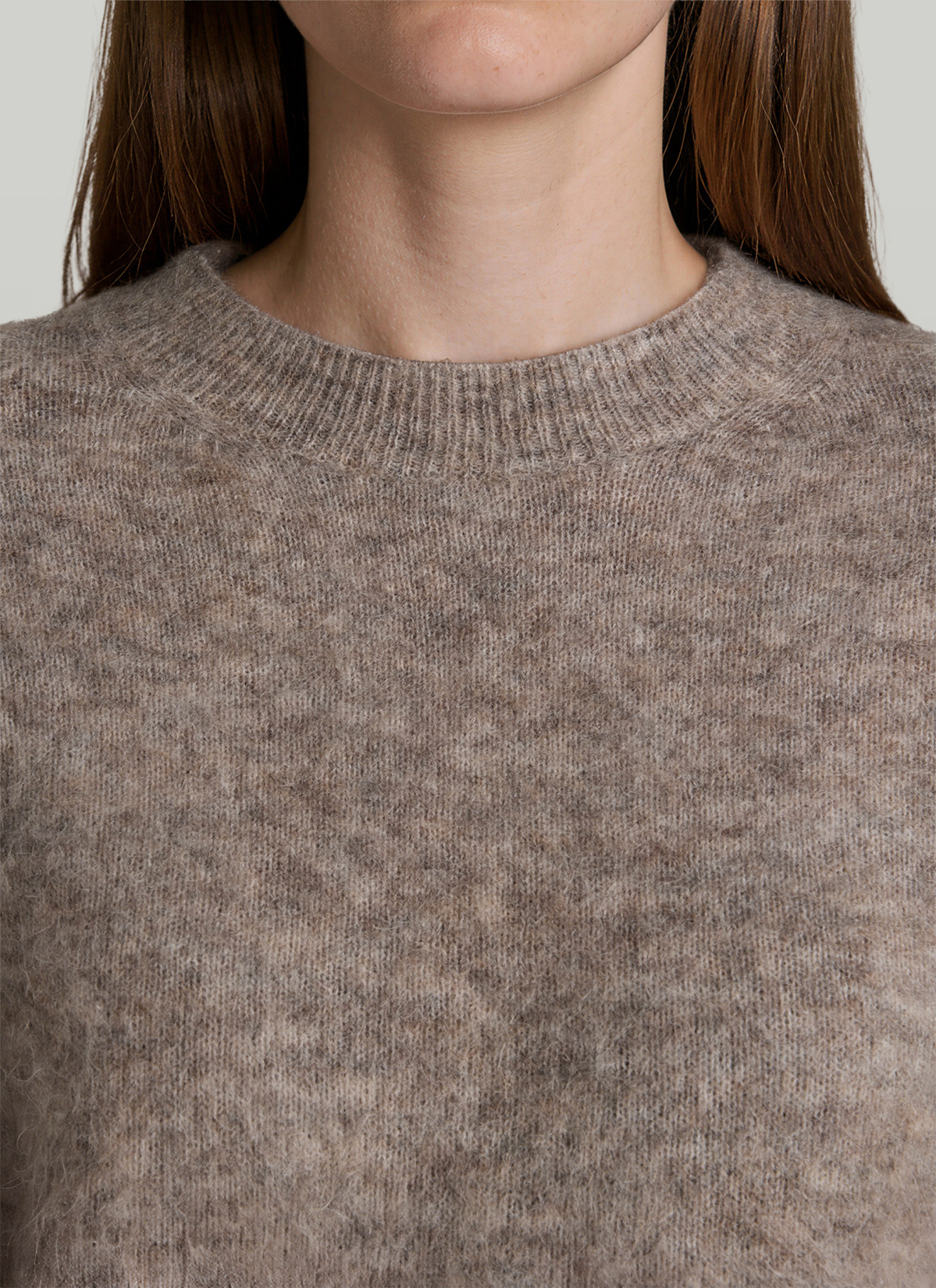 Pullover Rundhals 1/1 Arm, Taupe Grey Detailansicht 1