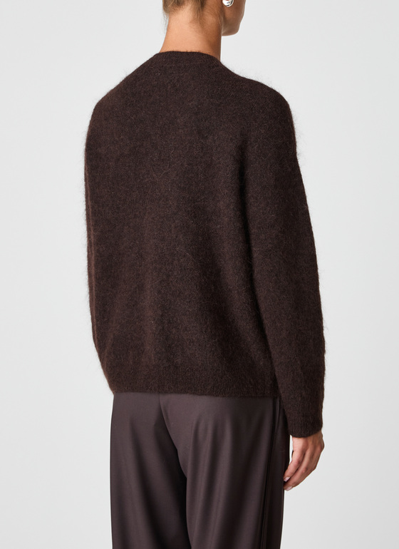 Pullover Rundhals 1/1 Arm Dark Espresso Frontansicht