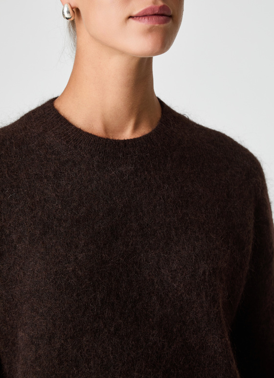 Pullover Rundhals 1/1 Arm Dark Espresso Frontansicht