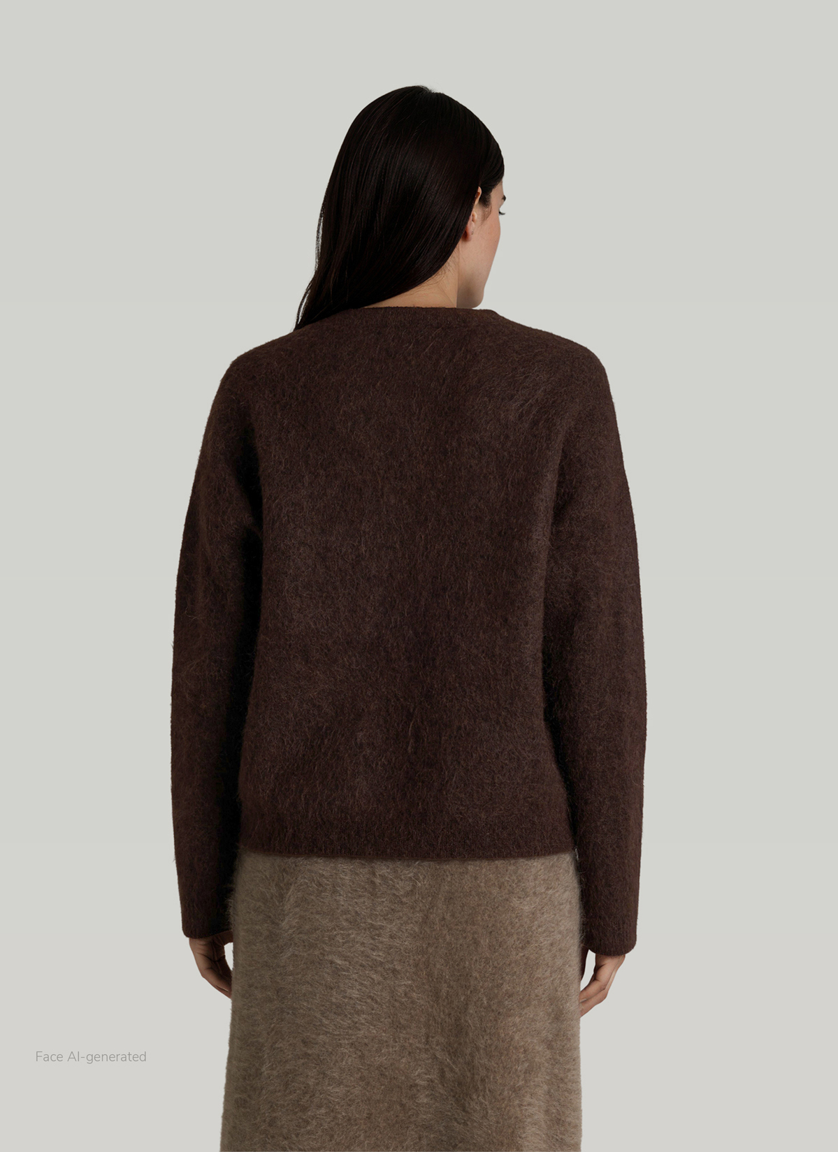 Pullover Rundhals 1/1 Arm, Dark Coffee Rückansicht
