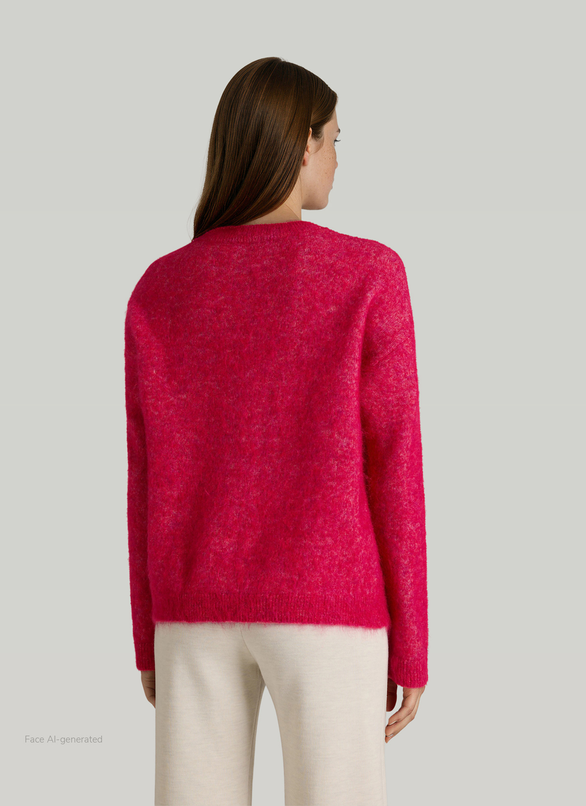 Pullover Rundhals 1/1 Arm, Peony Red Rückansicht