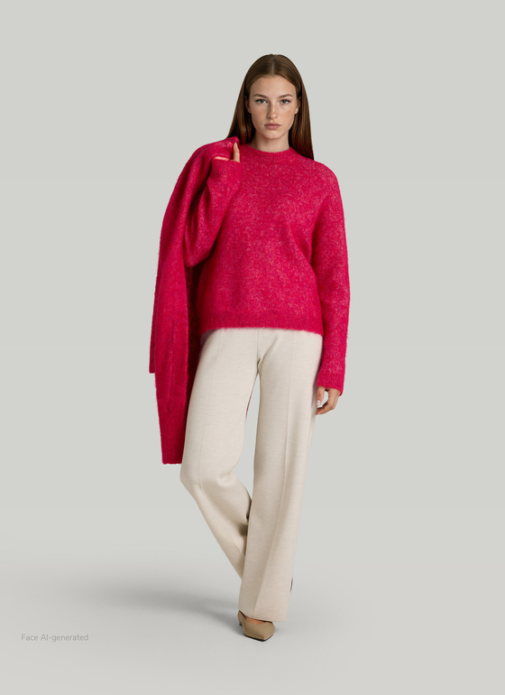 Pullover Rundhals 1/1 Arm Peony Red Frontansicht