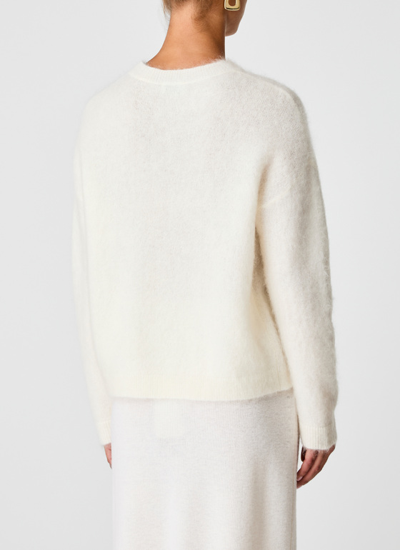 Pullover Rundhals 1/1 Arm New White Frontansicht