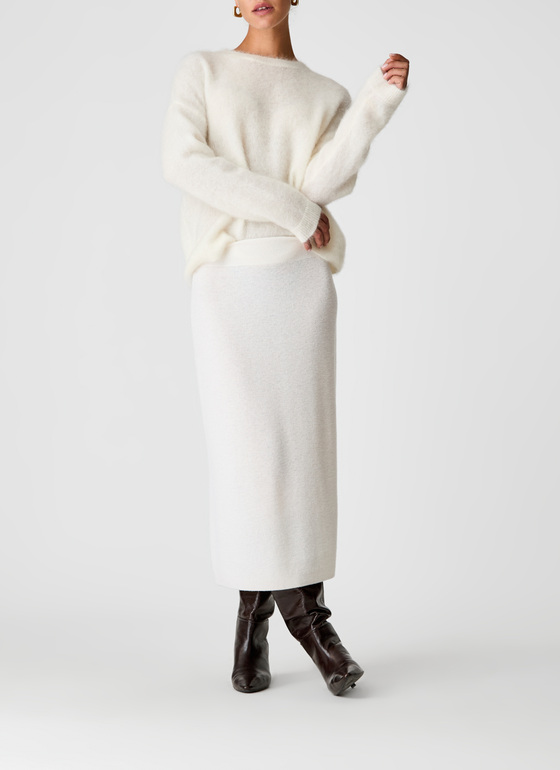 Pullover Rundhals 1/1 Arm New White Frontansicht
