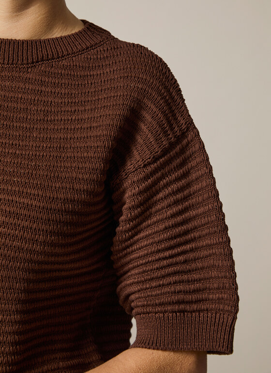 Pullover Rundhals 1/1 Arm Dark Chocolate Frontansicht