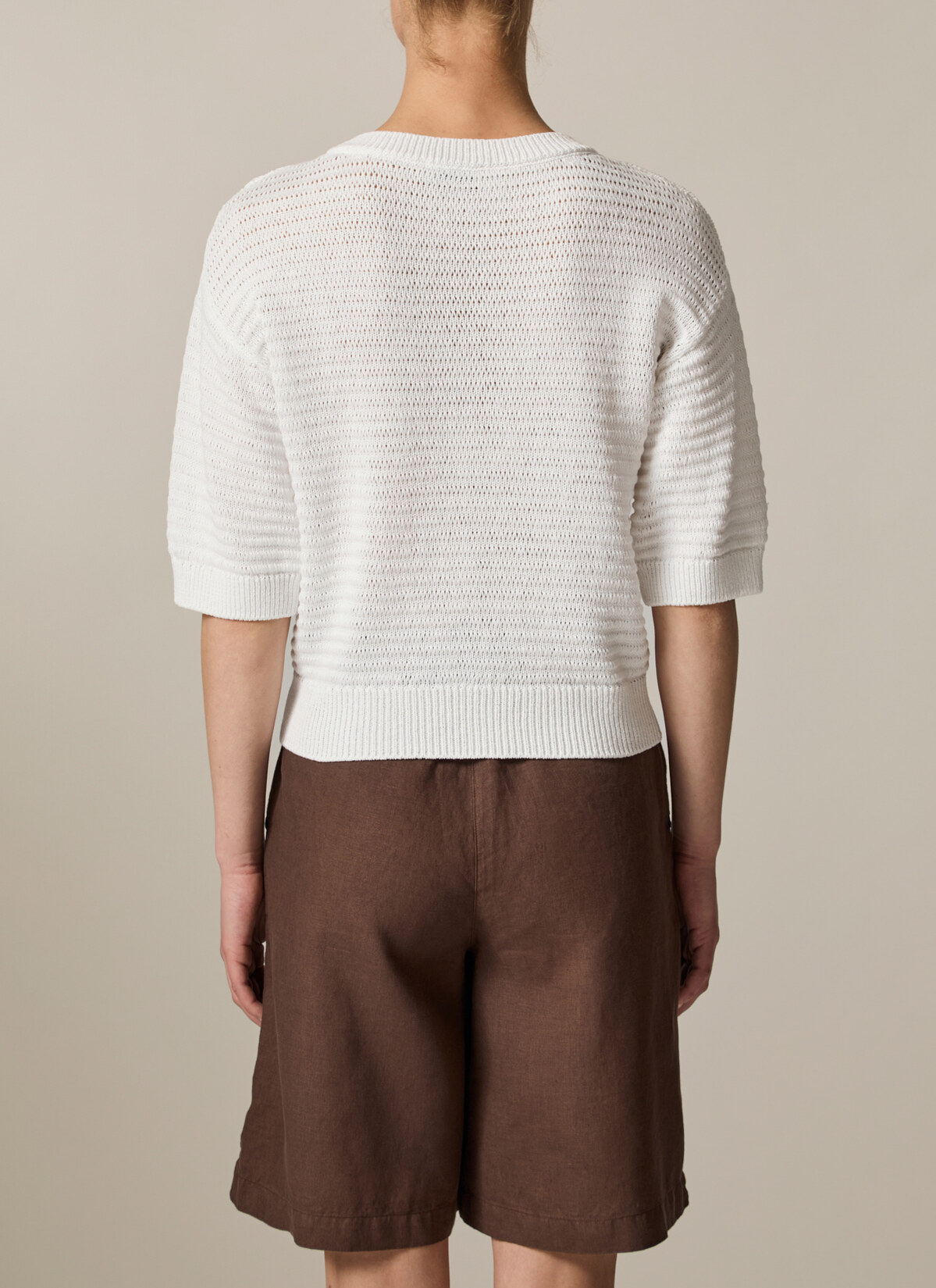Pullover Rundhals 1/1 Arm, Pure White Rückansicht