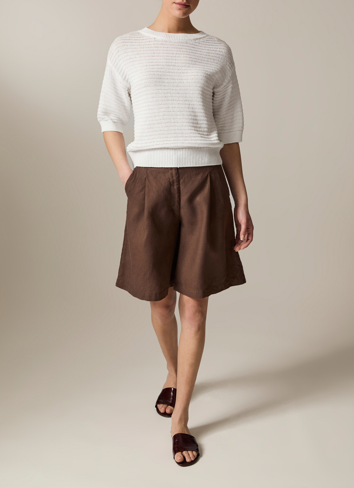 Pullover Rundhals 1/1 Arm, Pure White Detailansicht 2