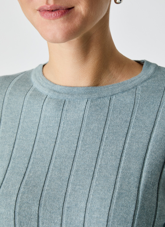 Pullover Rundhals 1/1 Arm Lake Blue Frontansicht