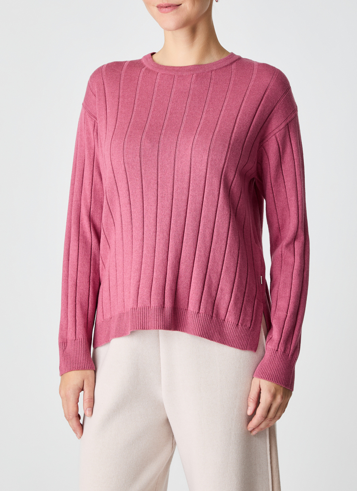 Pullover Rundhals 1/1 Arm, Smoky Pink Frontansicht