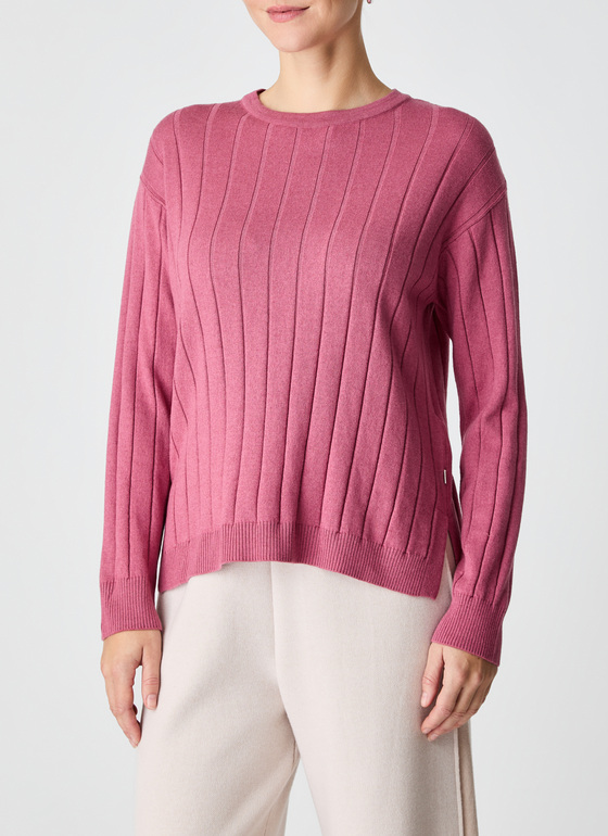 Pullover Rundhals 1/1 Arm Smoky Pink Frontansicht