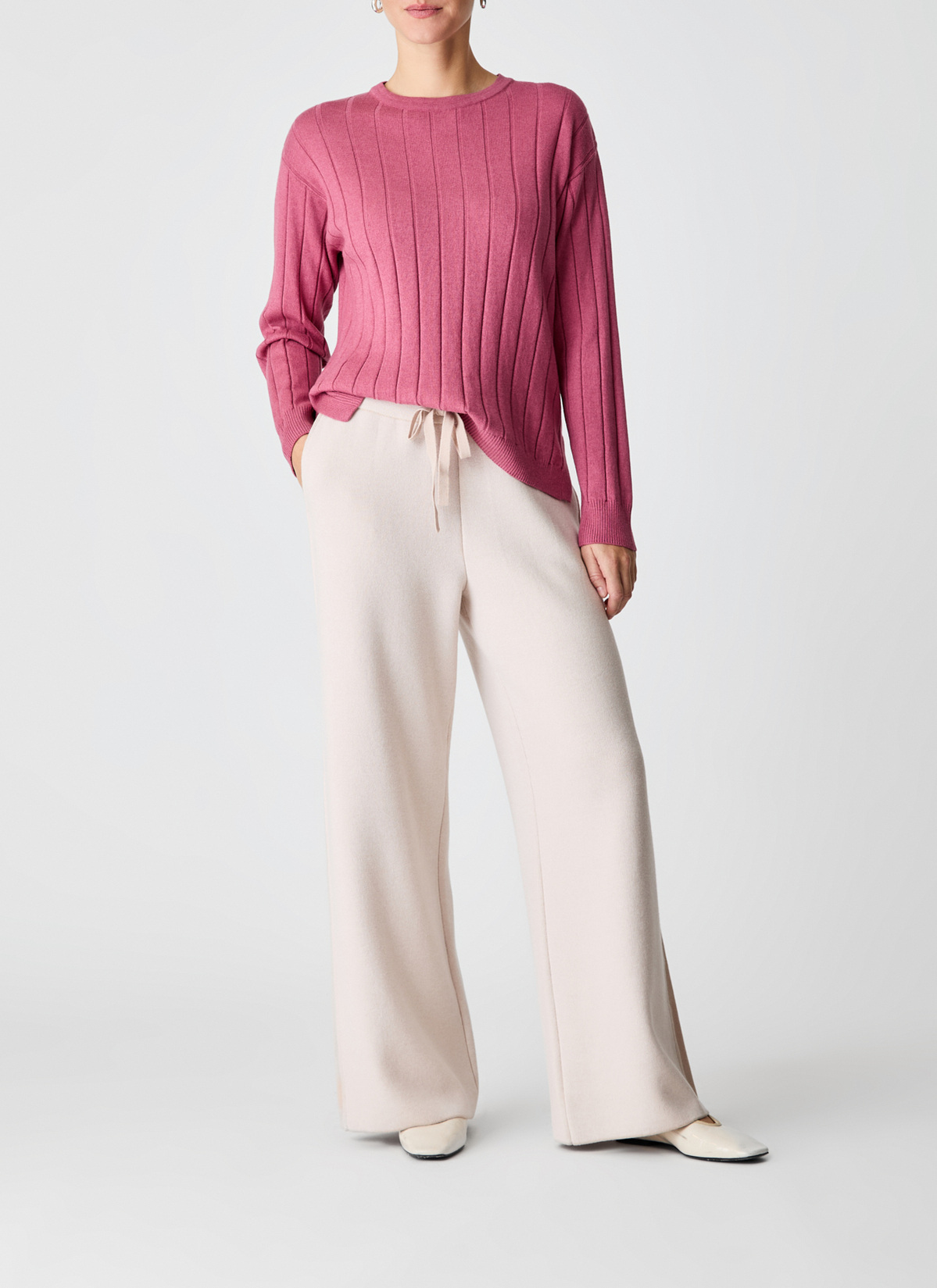 Pullover Rundhals 1/1 Arm, Smoky Pink Detailansicht 1