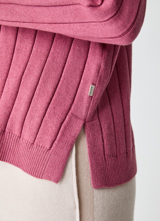 Pullover Rundhals 1/1 Arm Smoky Pink Frontansicht