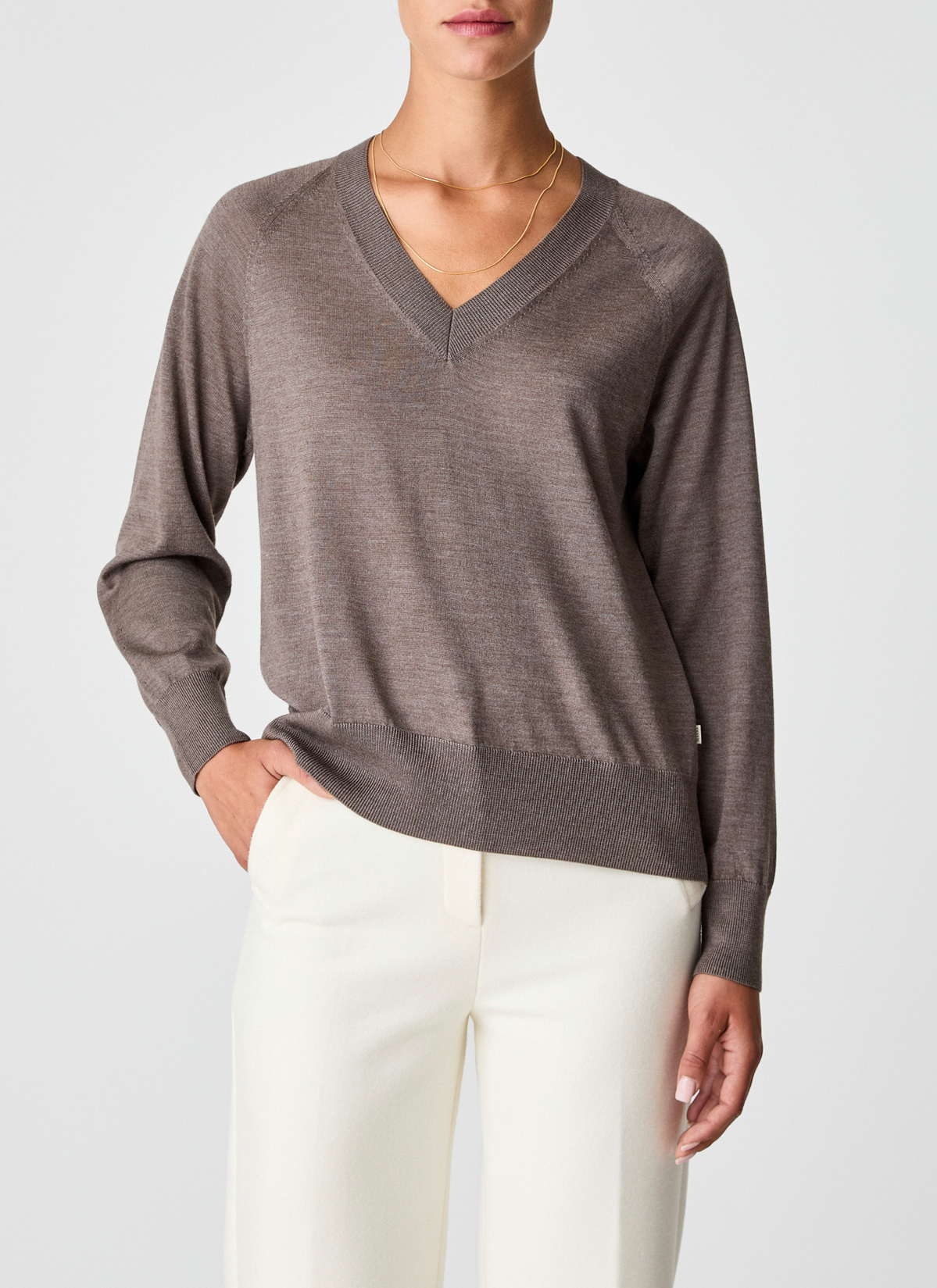 Pullover V-Ausschnitt 1/1 Arm, Hardwood Frontansicht