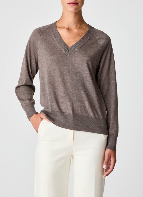 Pullover V-Ausschnitt 1/1 Arm Hardwood Frontansicht