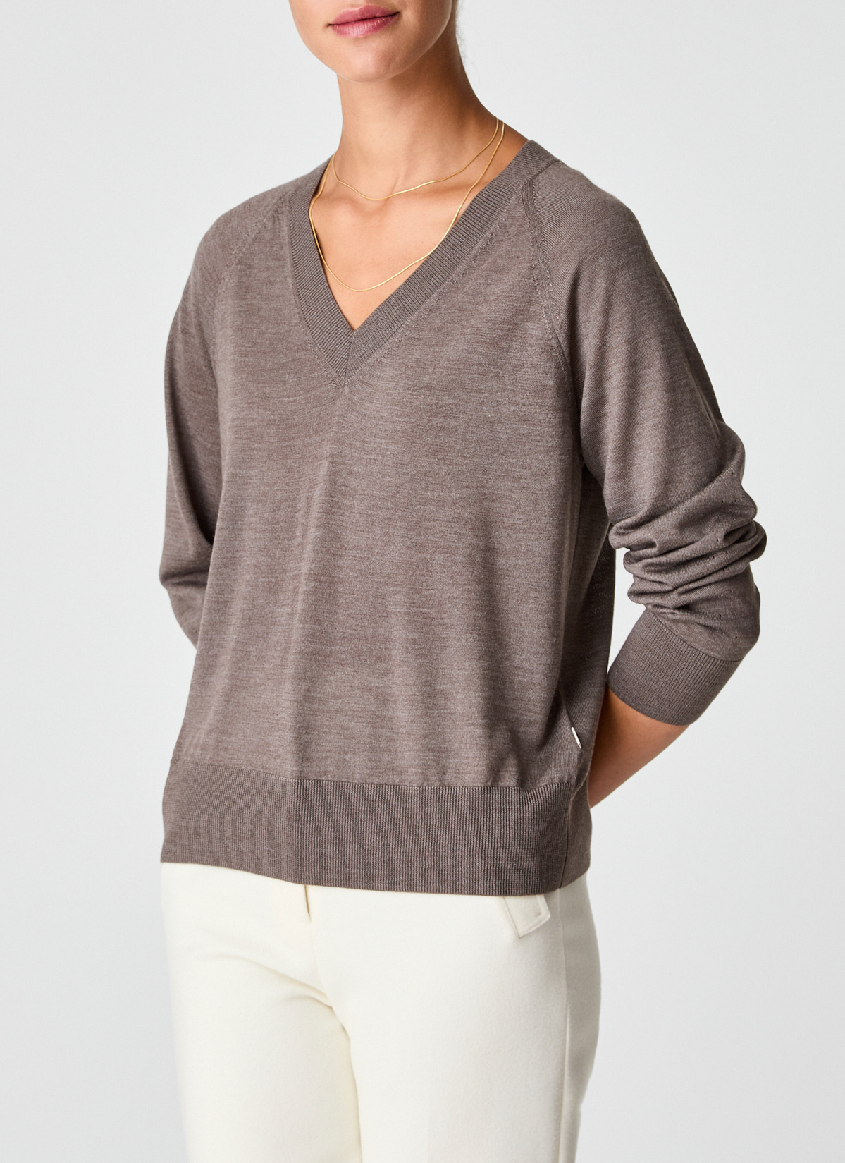 Pullover V-Ausschnitt 1/1 Arm, Hardwood Detailansicht 1
