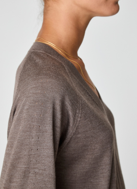 Pullover V-Ausschnitt 1/1 Arm Hardwood Frontansicht