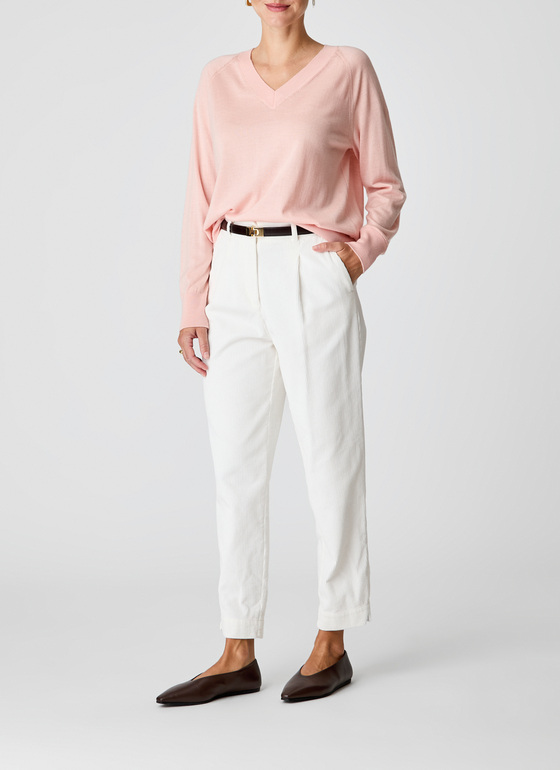 Pullover V-Ausschnitt 1/1 Arm Pastel Peach Frontansicht