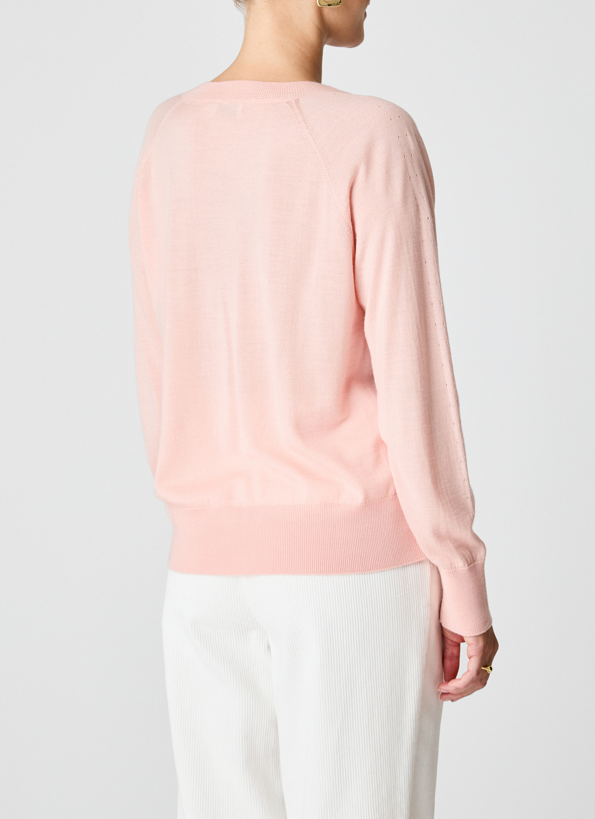 Pullover V-Ausschnitt 1/1 Arm, Pastel Peach Detailansicht 1