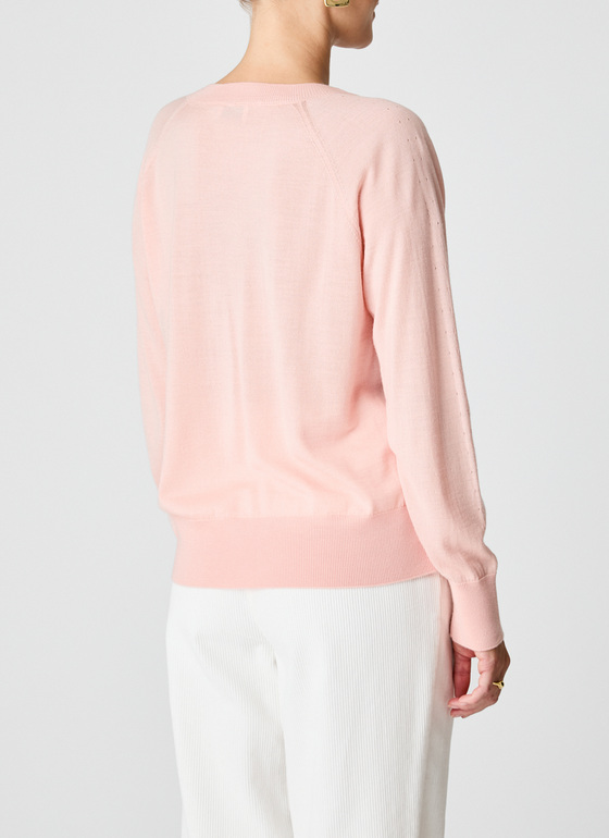 Pullover V-Ausschnitt 1/1 Arm Pastel Peach Frontansicht