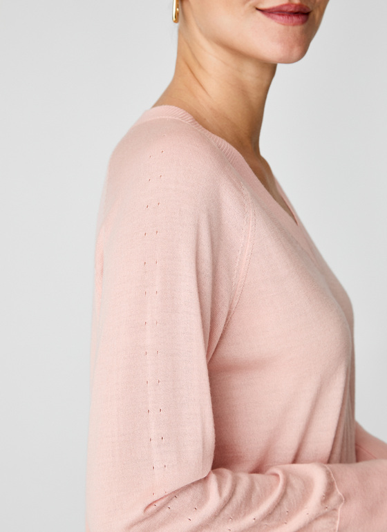Pullover V-Ausschnitt 1/1 Arm Pastel Peach Frontansicht
