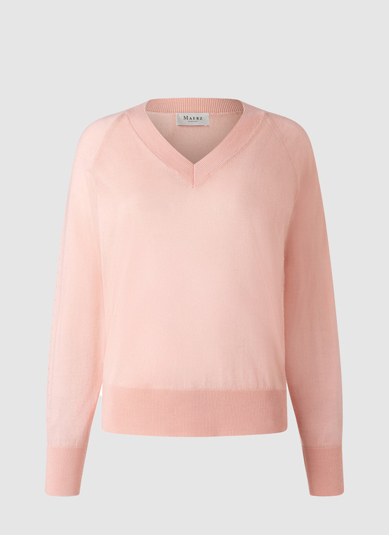 Pullover V-Ausschnitt 1/1 Arm Pastel Peach Frontansicht