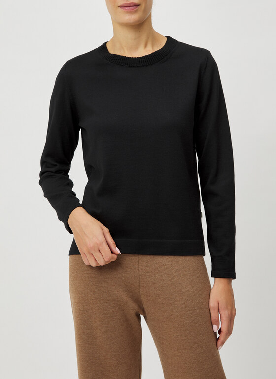 Pullover Rundhals 1/1 Arm Black Frontansicht