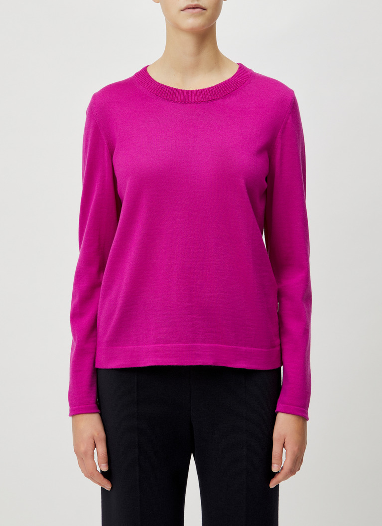 Pullover Rundhals 1/1 Arm, Vivid Orchid Frontansicht