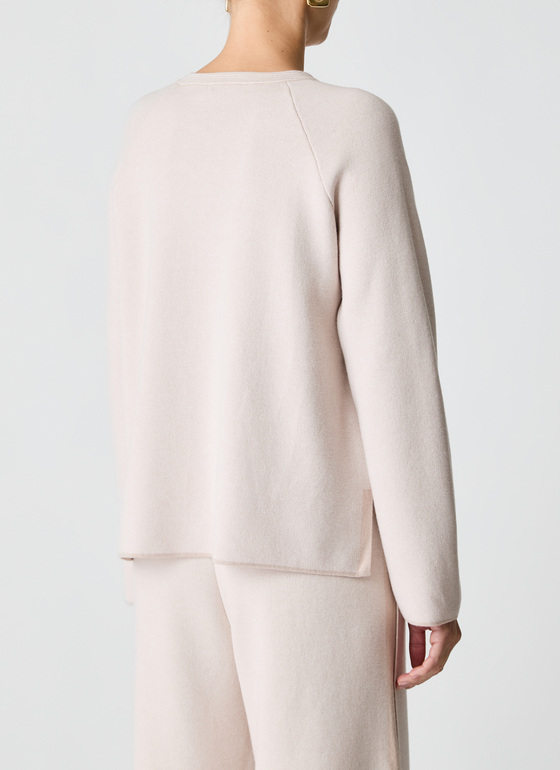 Pullover Rundhals 1/1 Arm Sand Frontansicht