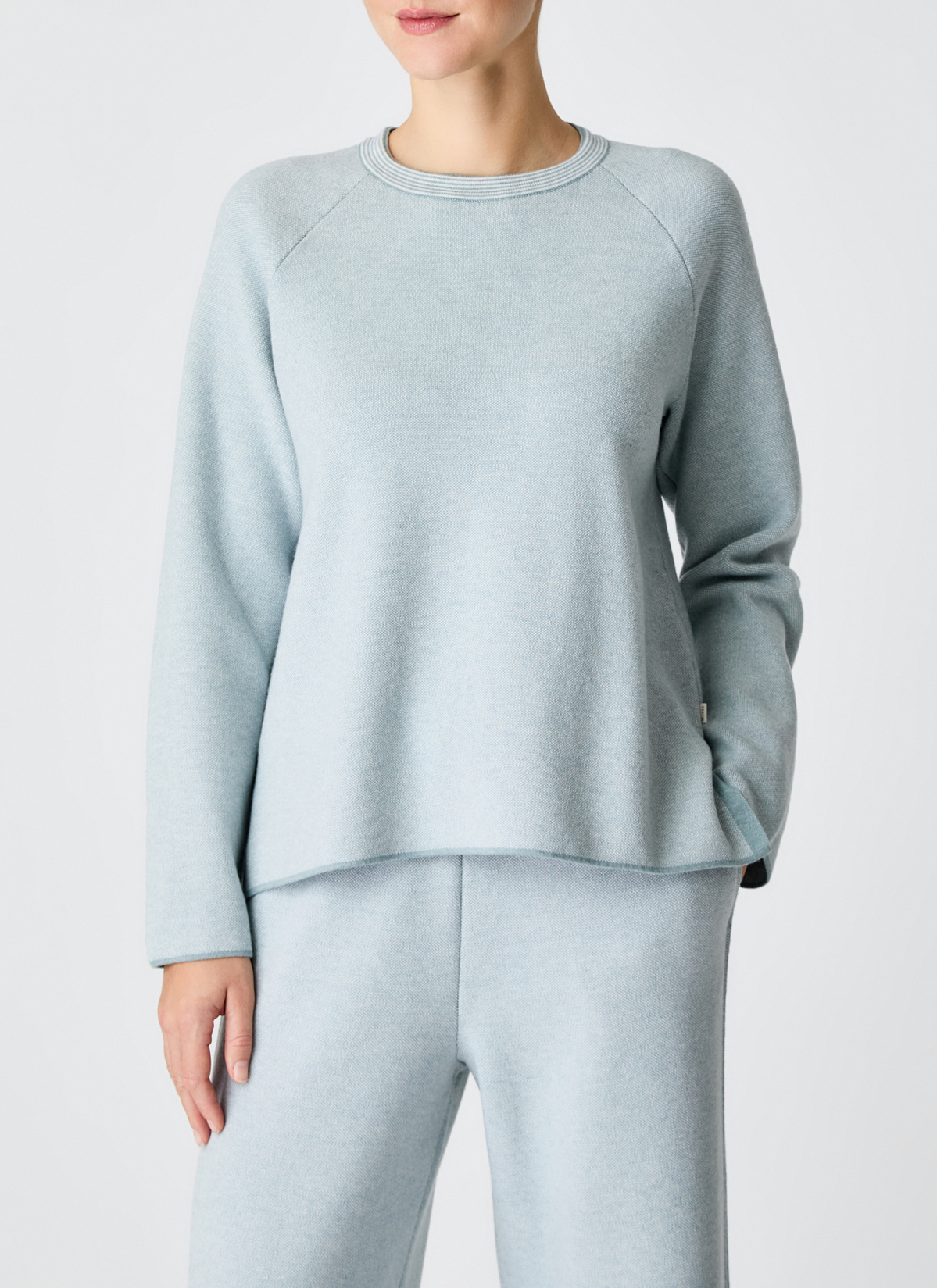 Pullover Rundhals 1/1 Arm, Lake Blue Frontansicht