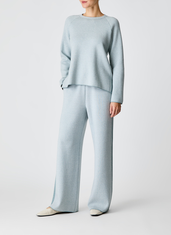 Pullover Rundhals 1/1 Arm Lake Blue Frontansicht