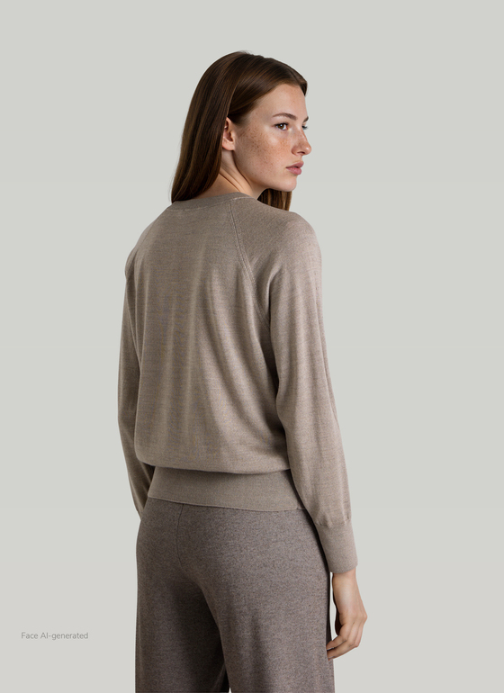 Pullover Rundhals 1/1 Arm Taupe Grey Frontansicht