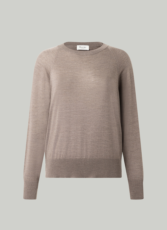 Pullover Rundhals 1/1 Arm Taupe Grey Frontansicht