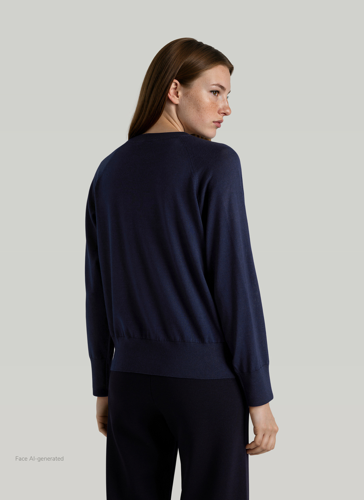 Pullover Rundhals 1/1 Arm, Dark Denim Rückansicht