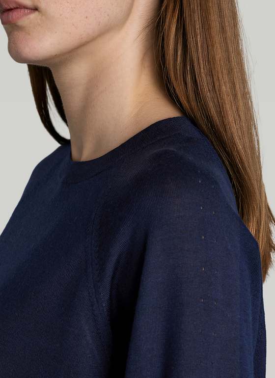 Pullover Rundhals 1/1 Arm Dark Denim Frontansicht