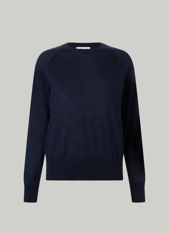 Pullover Rundhals 1/1 Arm Dark Denim Frontansicht