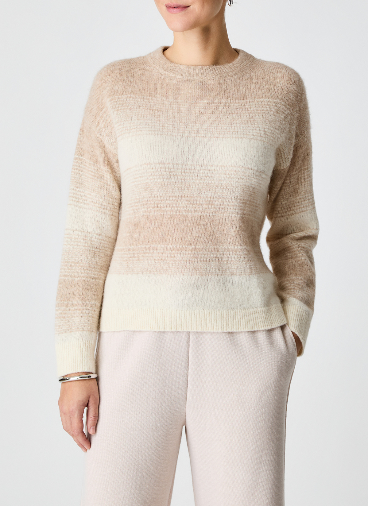 Pullover V-Ausschnitt 1/1 Arm, Sand Frontansicht