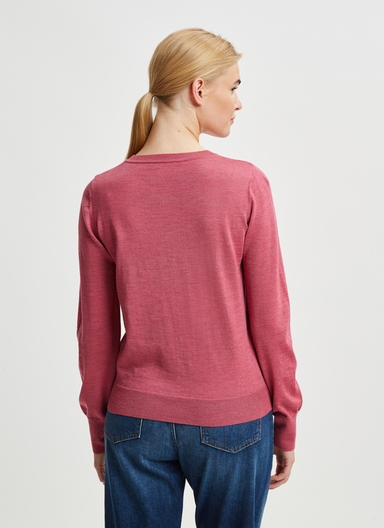 Pullover Rundhals 1/1 Arm Fuchsia Frontansicht