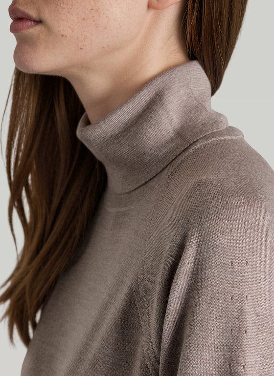 Pullover Rollkragen 1/2 Arm Taupe Grey Frontansicht